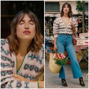 💕ROUJE💕 Chunky Jacquard Leora Cardigan 38 NWOT